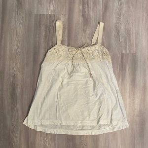 American eagle cream & white tank top size large